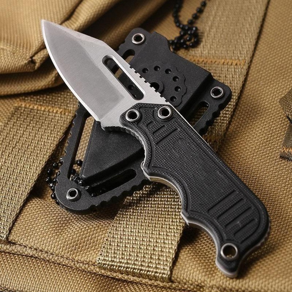 Edc Carry Fixed Blade Knife - Pisau Leher Portabel dengan Sarung Kydex,