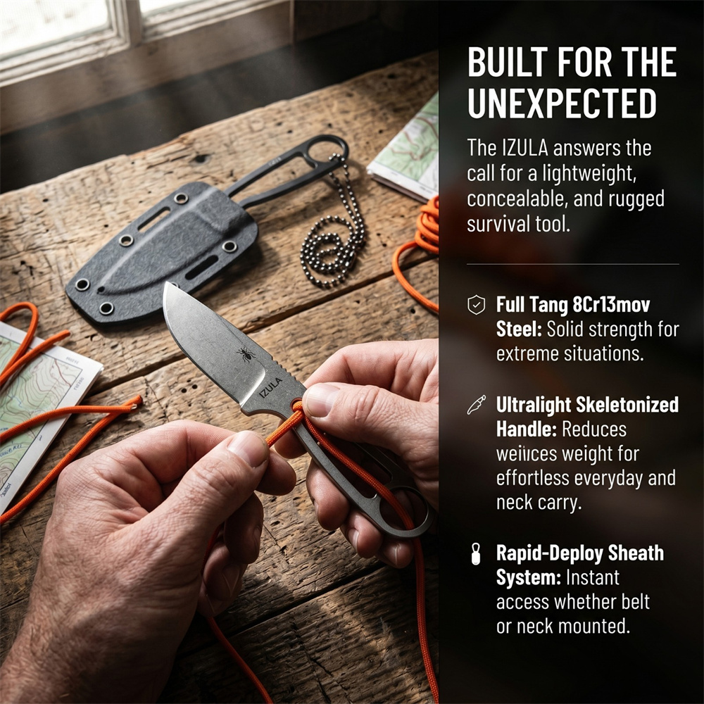 Pisau Survival Bilah Tetap Ful - Edc Carry Fixed Blade Knife ulasan dan harga